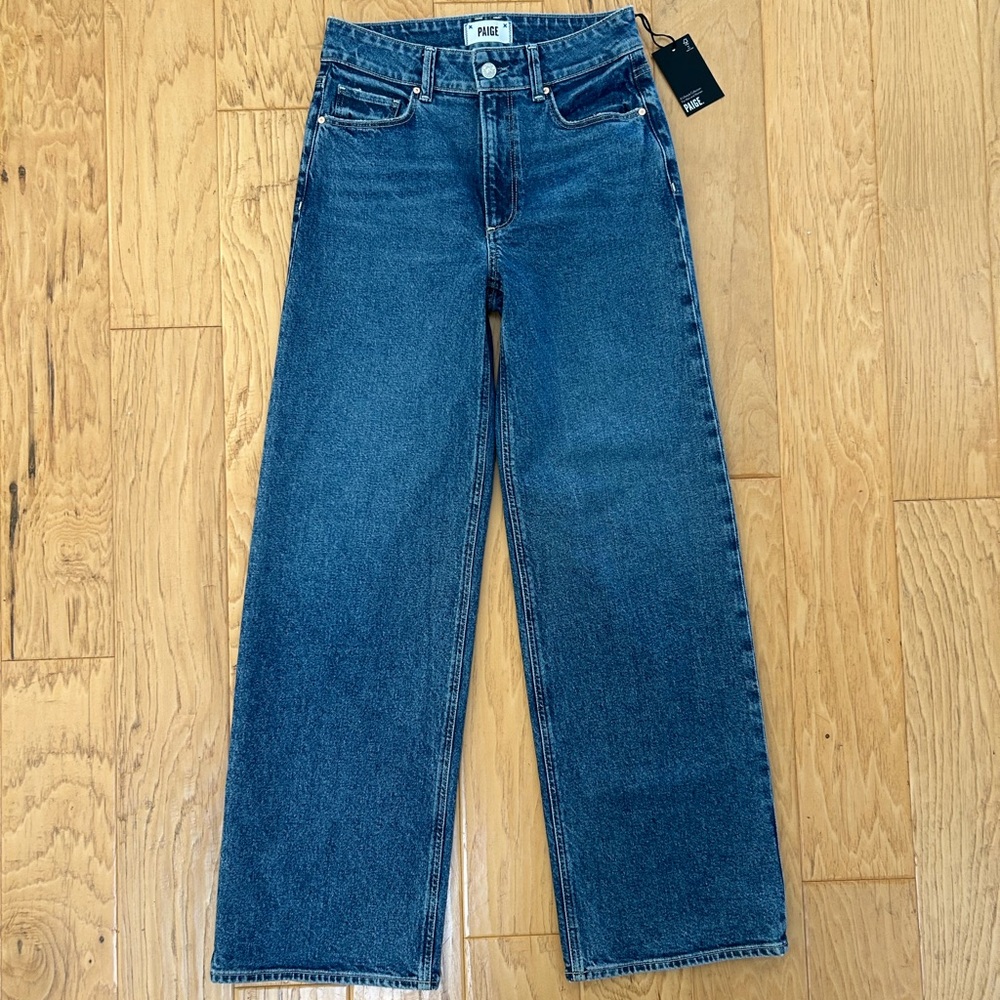 PAIGE NWT Sasha 27 High Rise Wide Leg Denim Blue Jean Moonchild Wash - Picture 2 of 5
